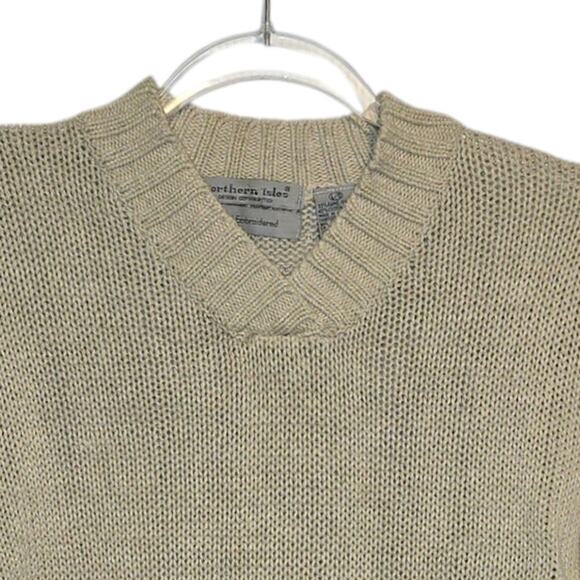 Vintage Y2K Northern Isle Ramie Cotton Sweater 3D Hand Embroidery Tan Size L - Picture 3 of 8